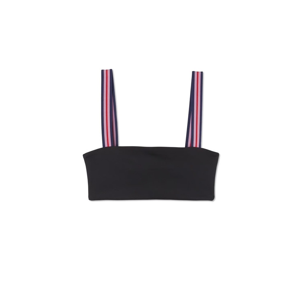 Spiritual Gangster Women Black Bandeau sports bra Striped Straps Large